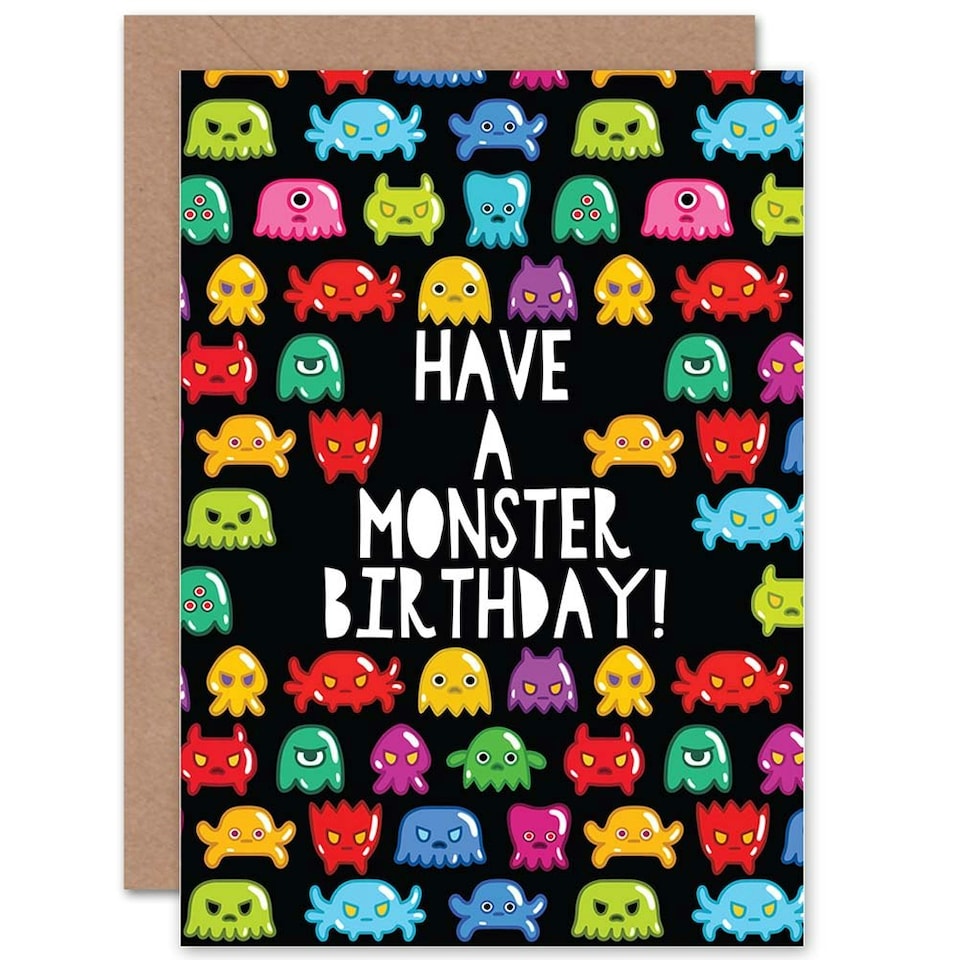 image 1 of Monster Birthday Kids Boys Cute Bright Greeting Card