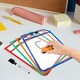 image 5 of Pack of 4 Assorted Coloured Edge Clear Dry Erase Write and Wipe Reusable Sleeve Pockets
