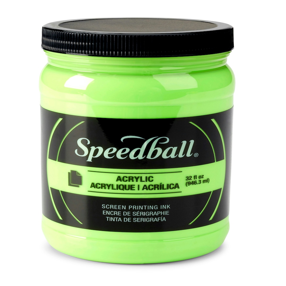 Speedball Fluorescent Acrylic Screen Printing Ink, Fluorescent Lime Green, 32oz