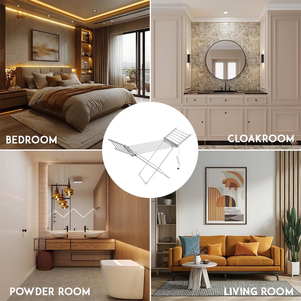 image 1 of Alivio Electric Heated Clothes Airer Folding Laundry Portable Clothes Dryer Rack