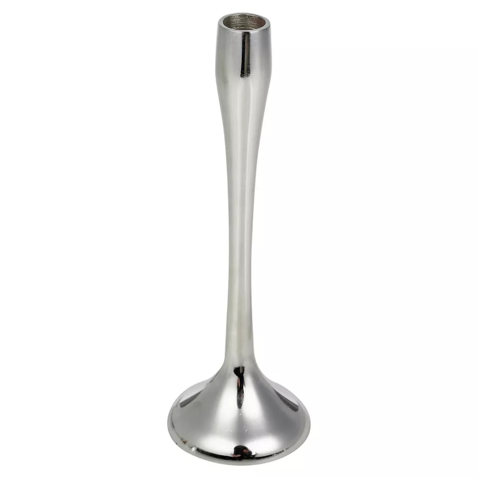 image 1 of Metal Candle Holder Candlesticks Set Gold Silver Decorative Decor | Silver | 1x Silver Small | Small | 1