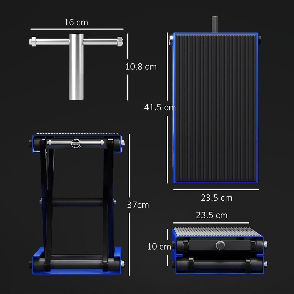 image 1 of DURHAND 500KG Motorcycle Lift Scissor Jack, Height Adjustable Motorbike Stand with Anti-Slip Wide Deck, Heavy Duty Steel Motorbike Repair Lift Hoist Stand for Home Garage, Blue