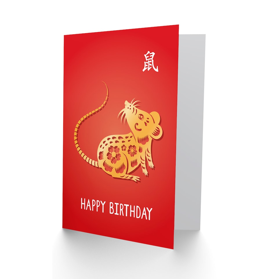 image 1 of 40th Birthday Card China Zodiac Rat 1972 1984 1996 2008 2020
