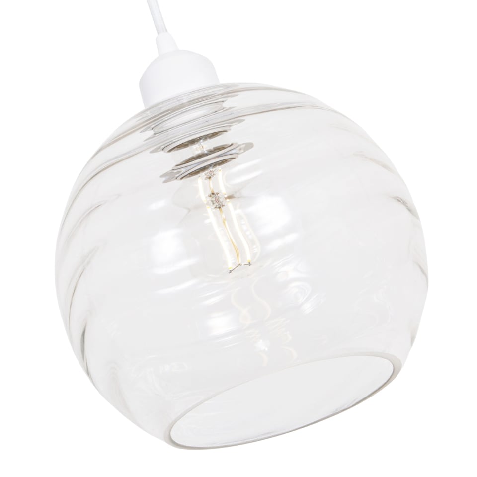 image 1 of Modern Designer Clear Circular Ribbed Glass Non Electric Pendant Lamp Shade | Clear