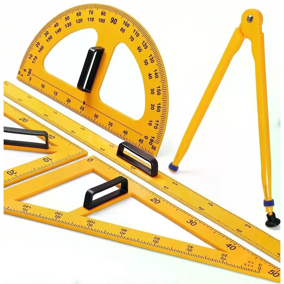 image 1 of Pack of 5 Pieces Math Geometry Blackboard and Whiteboard Teaching Equipment Set