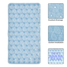 Laguna Anti Slip Blue PVC Bath Mat 68cm x 37cm - 2 Set | Blue | Blue | 2