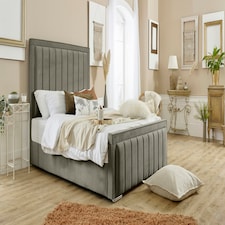 Island Plush Double Bed Frame - Grey
