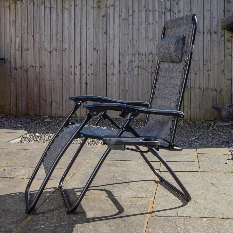 image 1 of Multi Position Garden Zero Gravity Relaxer Chair Sun Lounger in Mixed Grey | Grey | Grey