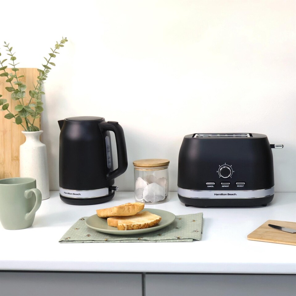 image 1 of Hamilton Beach Ella Black Kettle & Toaster Set