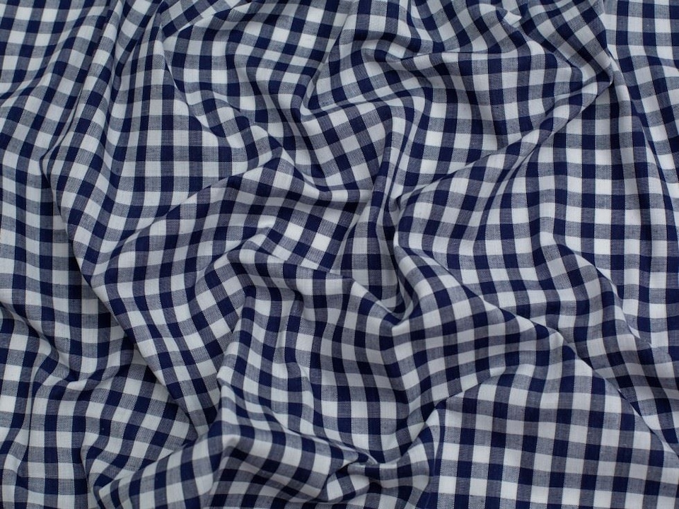 Minerva Core Range Navy 1/4 inch Check Gingham Fabric for Dressmaking, 112.5cm / 44" Wide - per metre