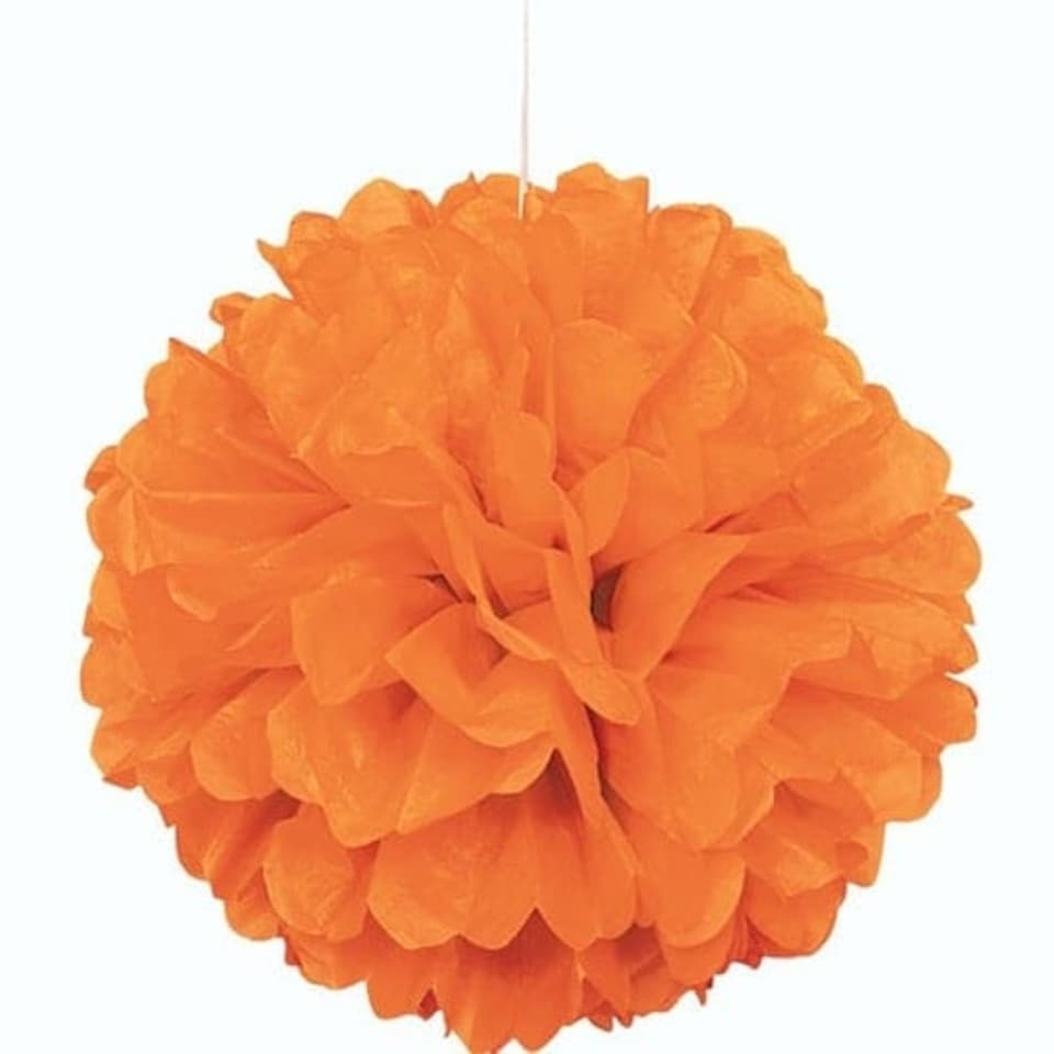 image 1 of Orange Honeycomb Hanging Decoration Puff Ball 40cm