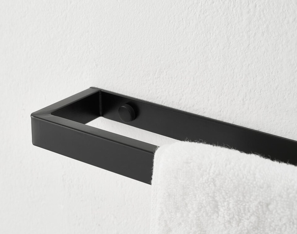 image 1 of House of Home Wall Mounted Black Towel Holder 40cm Rectangle Rail