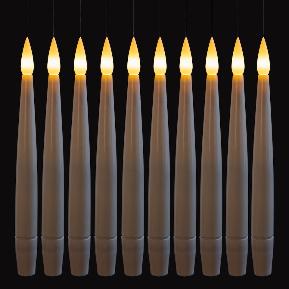 image 1 of Set of 10 15cm Floating White LED Battery Candles in Warm White with Remote Control