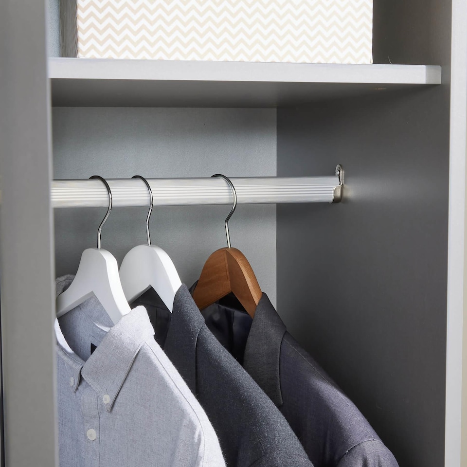image 1 of Phoenix Wardrobe 1 Door Space Saving Bedroom Home Furniture Clothing Storage Unit | Grey