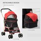 image 3 of PawHut 3 In 1 Pet Stroller, Detachable Dog Cat Travel Carriage - Red