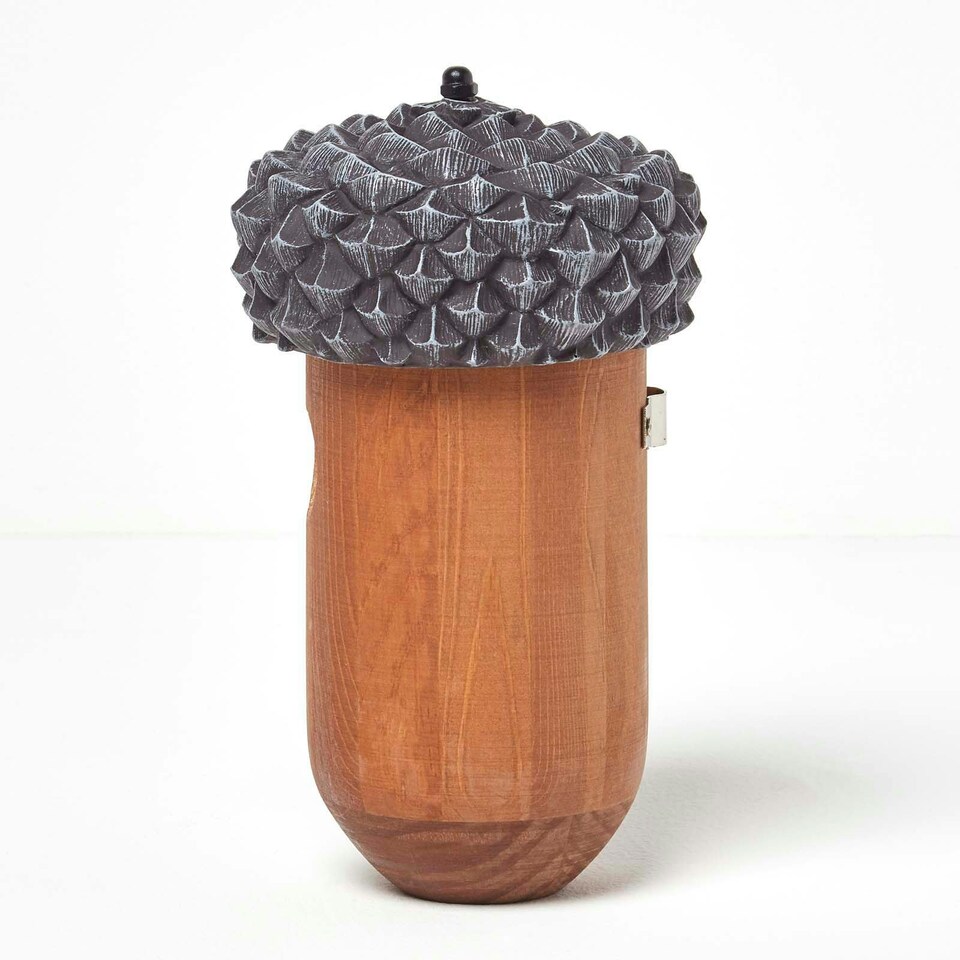 image 1 of Homescapes Real Wood Acorn Bird Box Brown