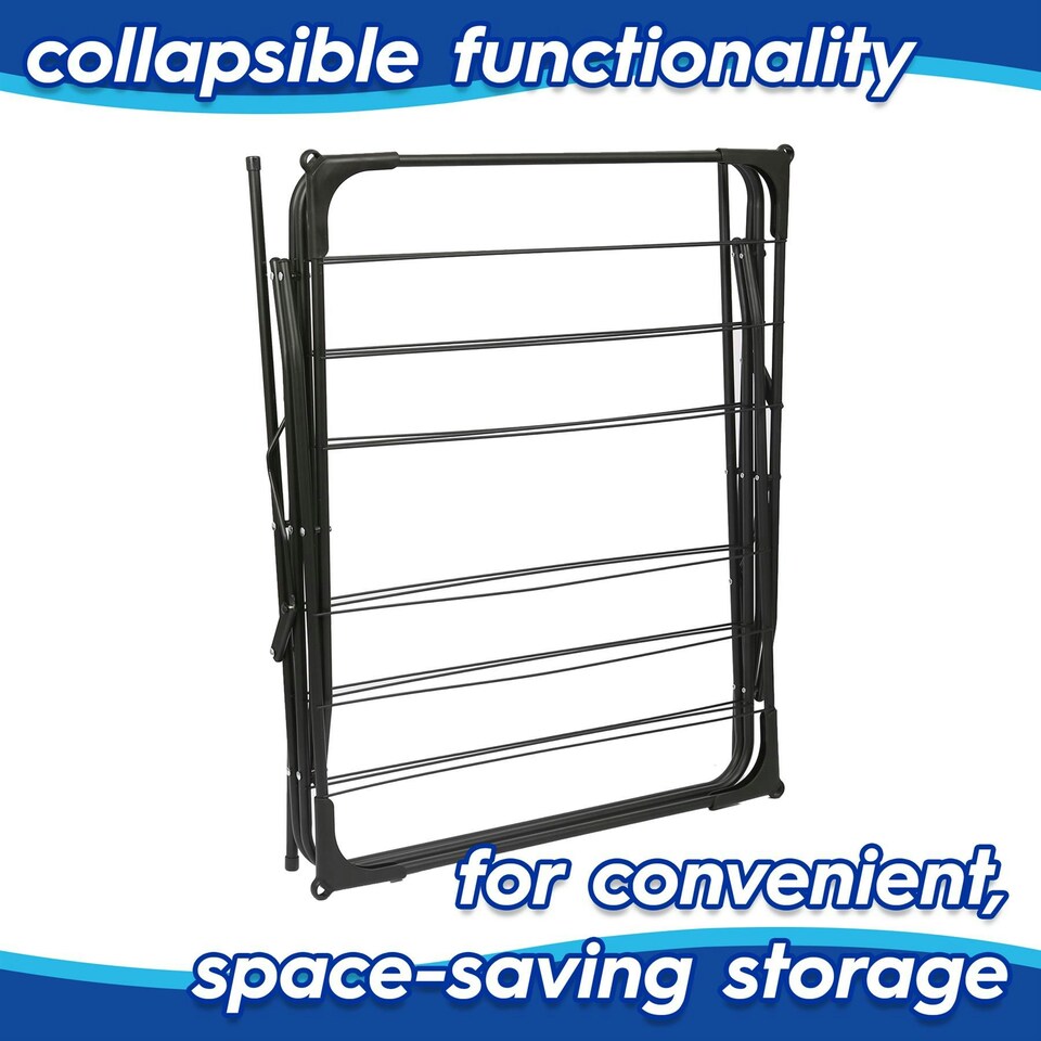 image 1 of Harbour Housewares Foldable Clothes Airer - 3 Tier - Black