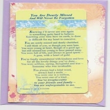 Sentimental Graveside Card You are Dearly Missed and Will Never be Forgotten