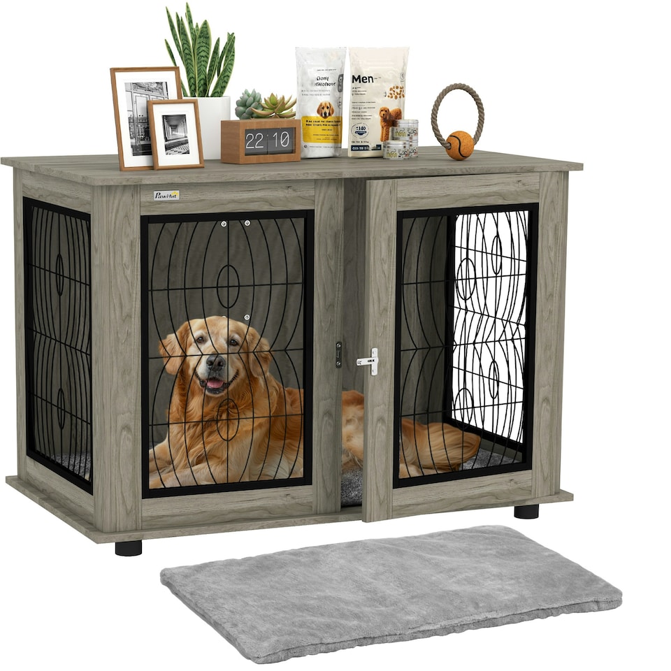 image 1 of PawHut Dog Crate Furniture, End Table for Extra Large Dogs w/ Cushion