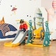 image 7 of HOMCOM 3-IN-1 Kids Swing and Slide Set with Basketball Hoop Slide Swing