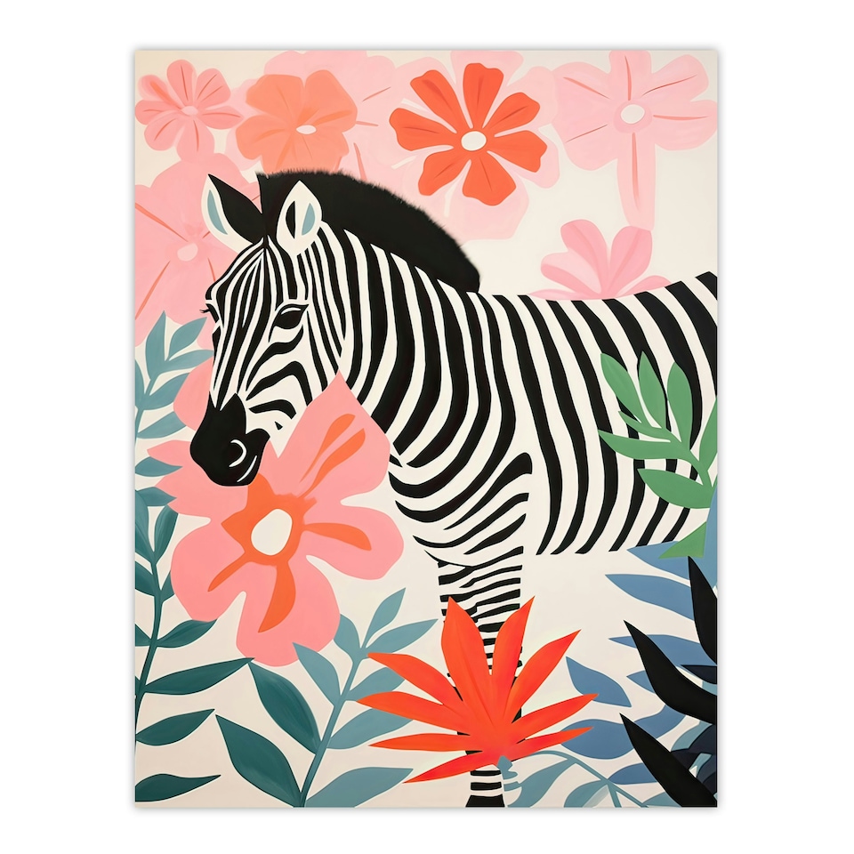 image 1 of Unsuccessful Camouflage Zebra Pastel Colour Pink Black Framed Wall Art Print A4