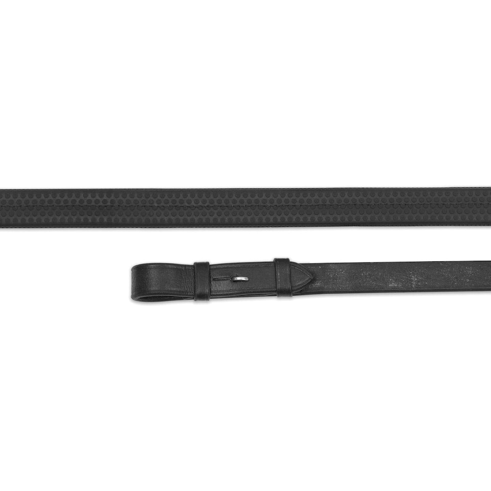 Aviemore Nylon Insert Leather Horse Rubber Reins - Black - 48in x 0.63in