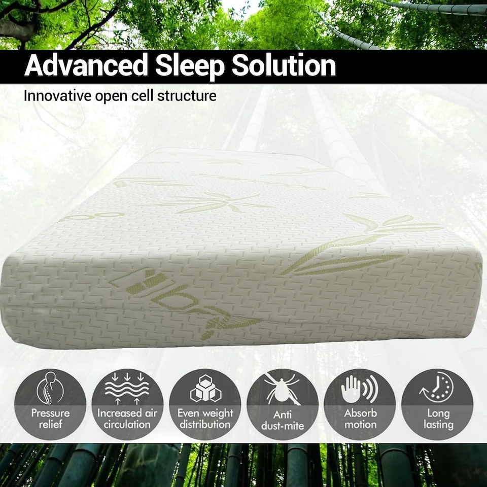 image 1 of Bamboo Memory Foam Mattress Topper I Cooling, Supportive & Hypoallergenic Bed Topper 2" (5cm) (150 x 200 x 5)