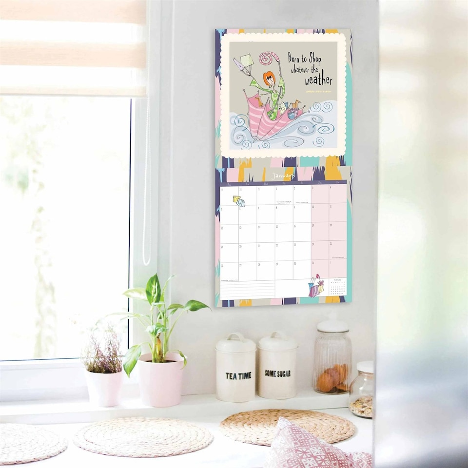 image 1 of Born To Shop Square Wall Calendar 2026