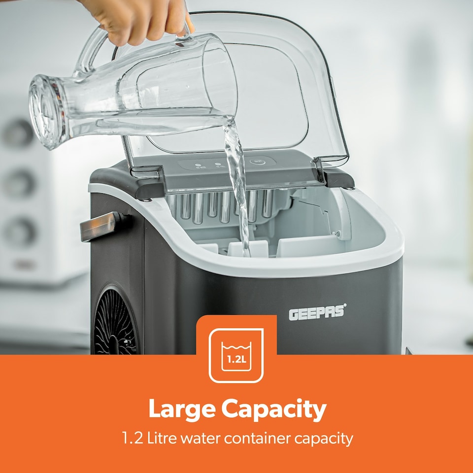 image 1 of GEEPAS Ice Cube Maker | Compact Portable Countertop Ice Maker Machine|Black