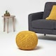 image 2 of Homescapes Mustard Macrame Knitted Pouffe - 40 x 50 cm