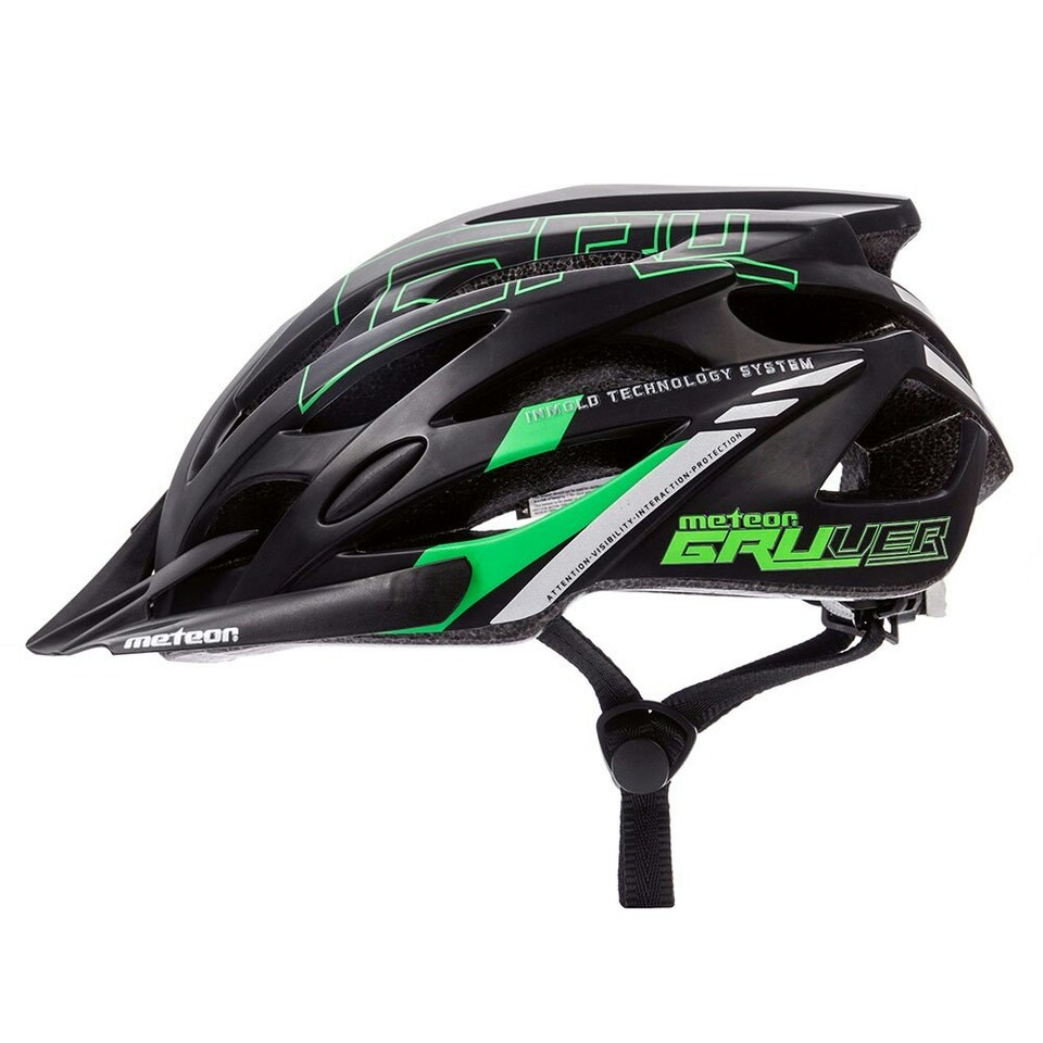 image 1 of Meteor Cycle Helmet Gruver MTB Bike Skateboard Scooter Safety Gear Black | Black-Green | L