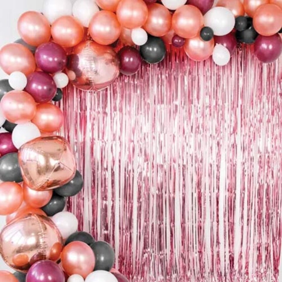 image 1 of Pink Foil Door Curtain Backdrop 92cm x 244cm