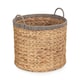 image 6 of Round Water Hyacinth Basket with Grey Rope Border Brown | Brown | L