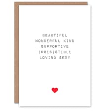 Lovely Words Wonderful Irresistible Anniversary Valentines Day Card