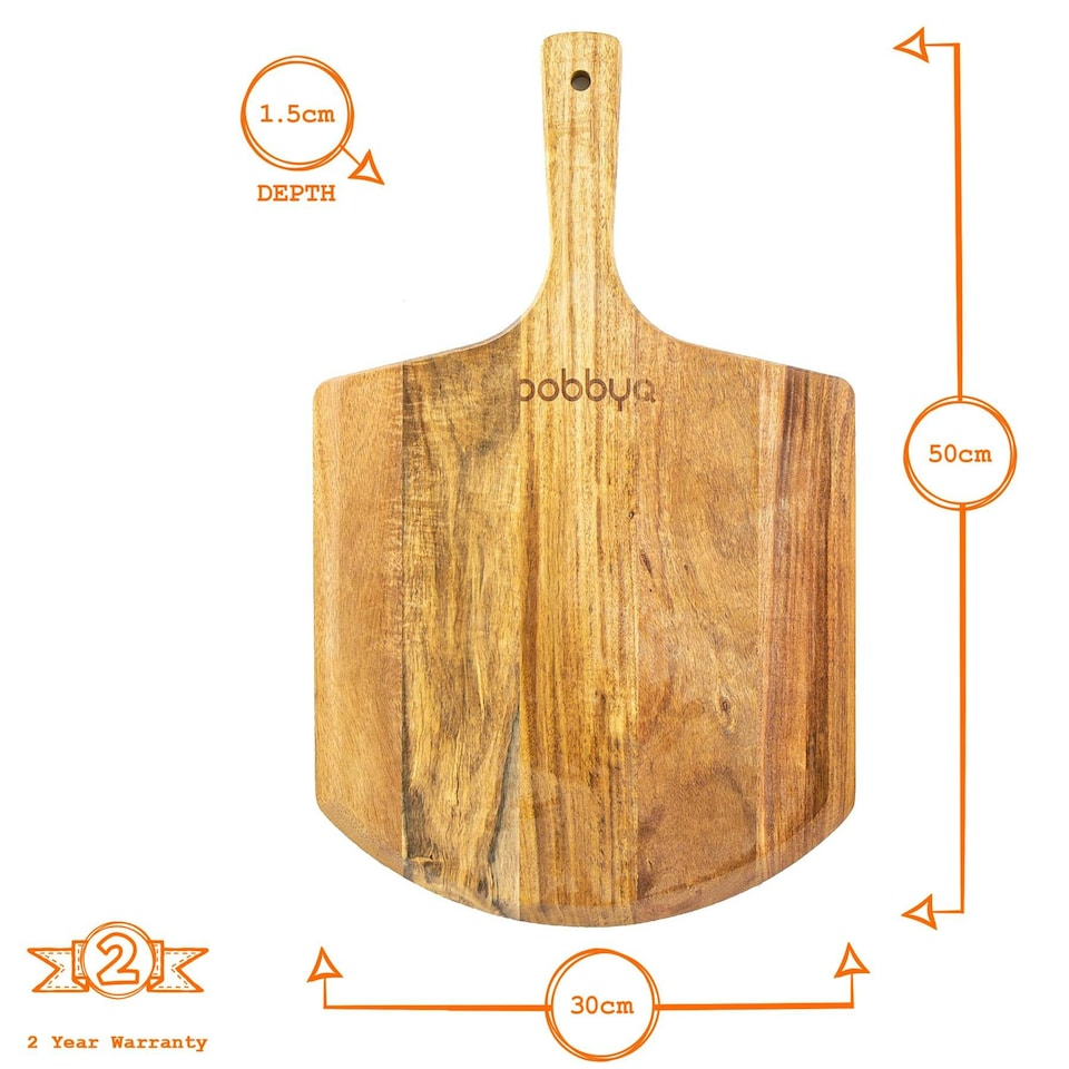 image 1 of BobbyQ Wooden Pizza Peel - 30cm - Brown
