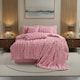 image 2 of Rabbit Faux Fur Teddy Duvet Cover Set Ultra Soft Plush Bedding | Pink | Super King