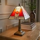 image 1 of ValueLights Tiffany Red Stained Glass Shade Brass Table Lamp Red