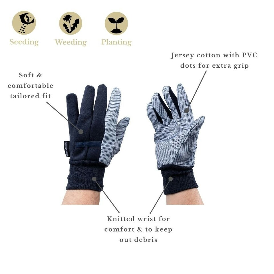 image 1 of Kent & Stowe Jersey Cotton Grip Navy Gloves Large Blue