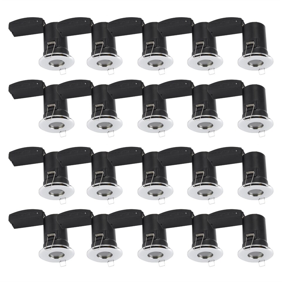 image 1 of Set of 20 - Chrome IP65 Bathroom Recessed Fire Rated Downlights