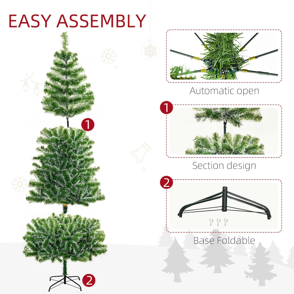 image 1 of HOMCOM 7FT Home Decoration Artificial Christmas Tree Xmas Gift Metal Stand
