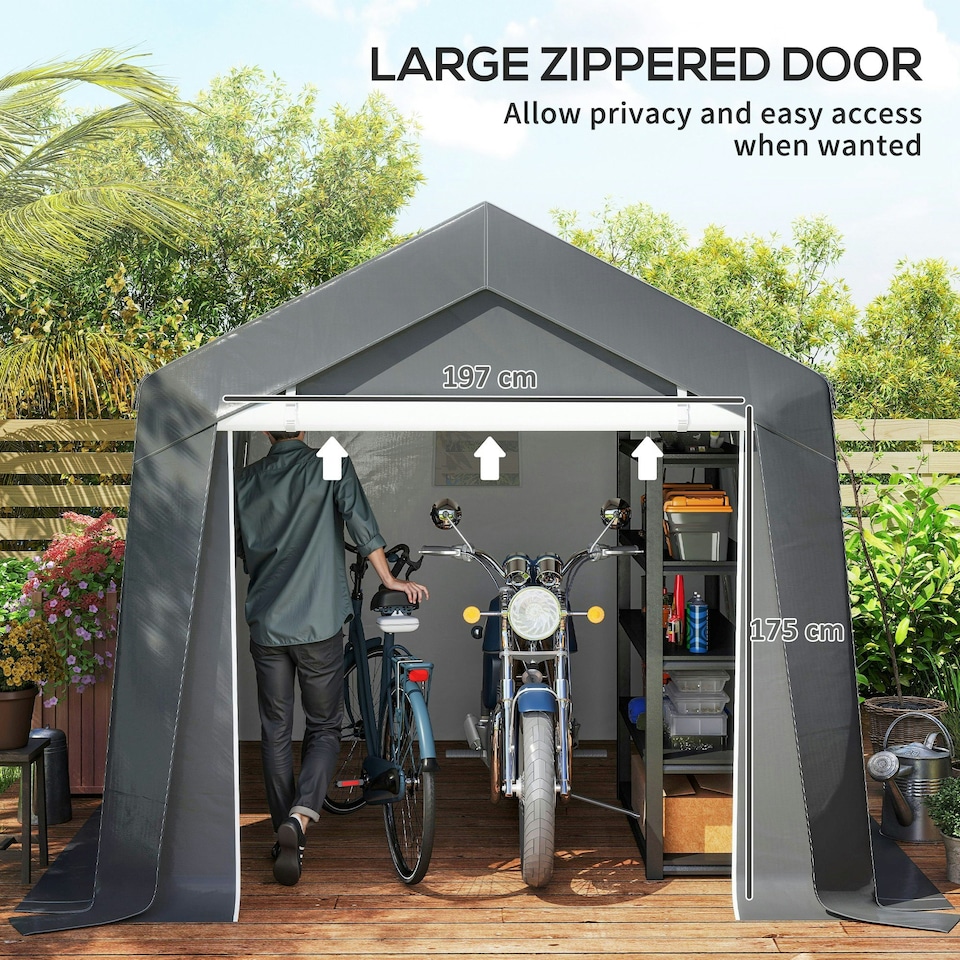 image 1 of Outsunny 3 x 3(m) Portable Shed, Waterproof and Heavy Duty Dark Grey