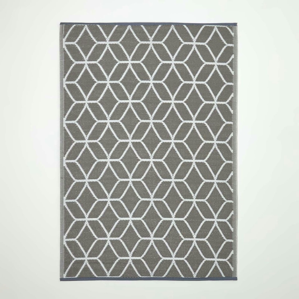 image 1 of Homescapes Outdoor Rug Luxury Waterproof Reversible, For Garden, Geometric | Grey | Grey