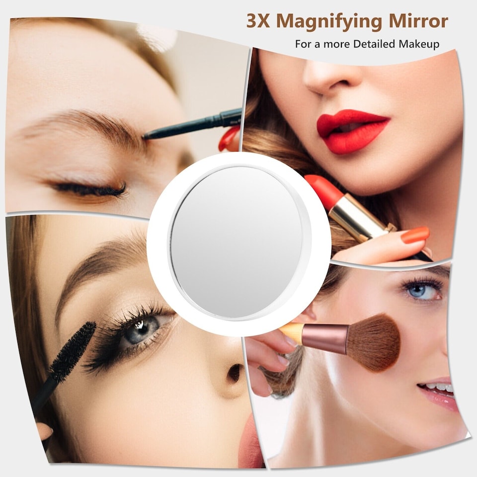 image 1 of COSTWAY 2 in 1 Tabletop Wall Mounted Makeup Mirror Vanity Mirror