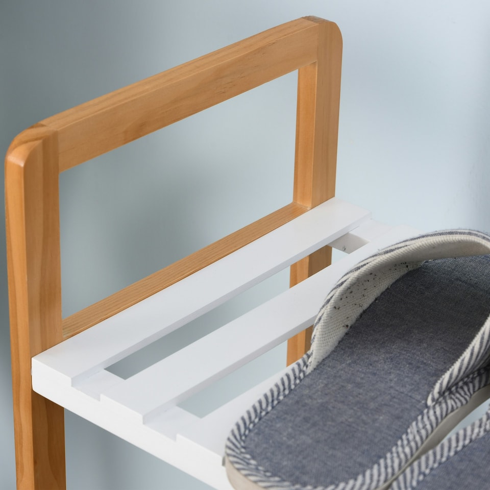 image 1 of HOMCOM 4-Tier Shoe Rack Simple Home Storage w/ Wood Frame Boot Compartment Home