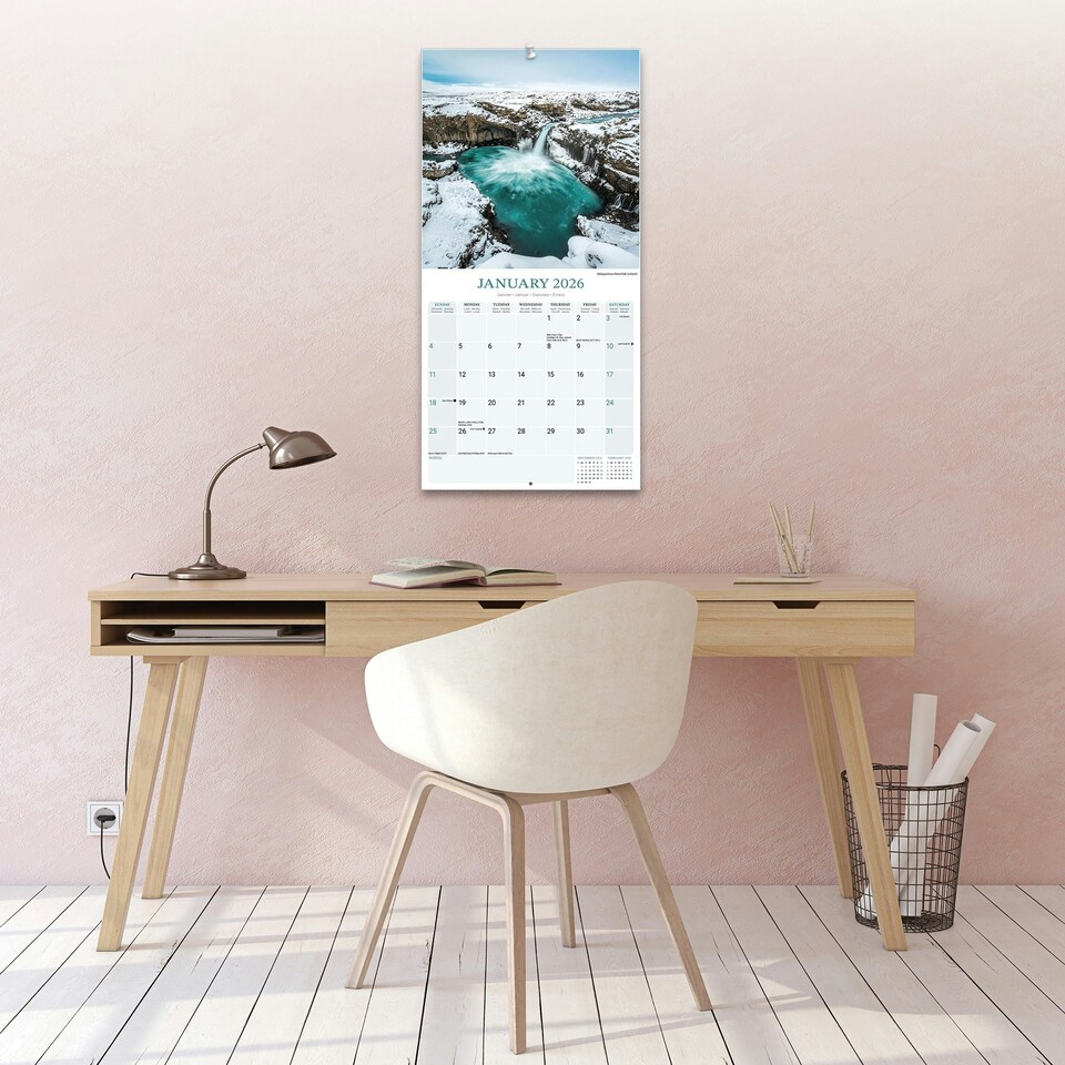 image 1 of Waterfalls 2026 Calendar | Square Wall Calendar | Travel & Nature Gift | Plastic Free Packaging | by Avonside Publishing