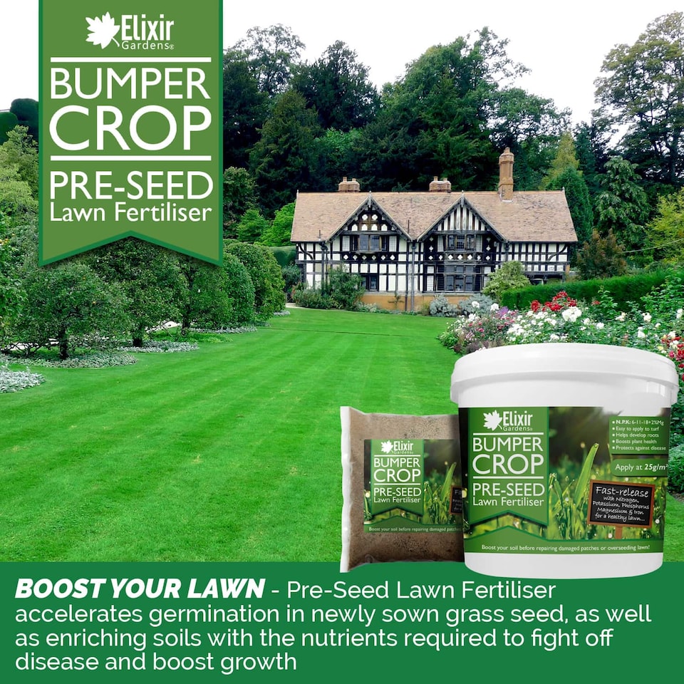 image 1 of Elixir Gardens Bumper Crop Lawn Pre-Seeder 6-11-18 tub x 1kg