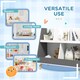 image 4 of HOMCOM Kids Storage Shelf, 2-Tier Kids Book Shelf with 5 Compartments, Anti-Tip Device, Pine Wood Legs, for Nursery, Playroom, Classroom - Grey