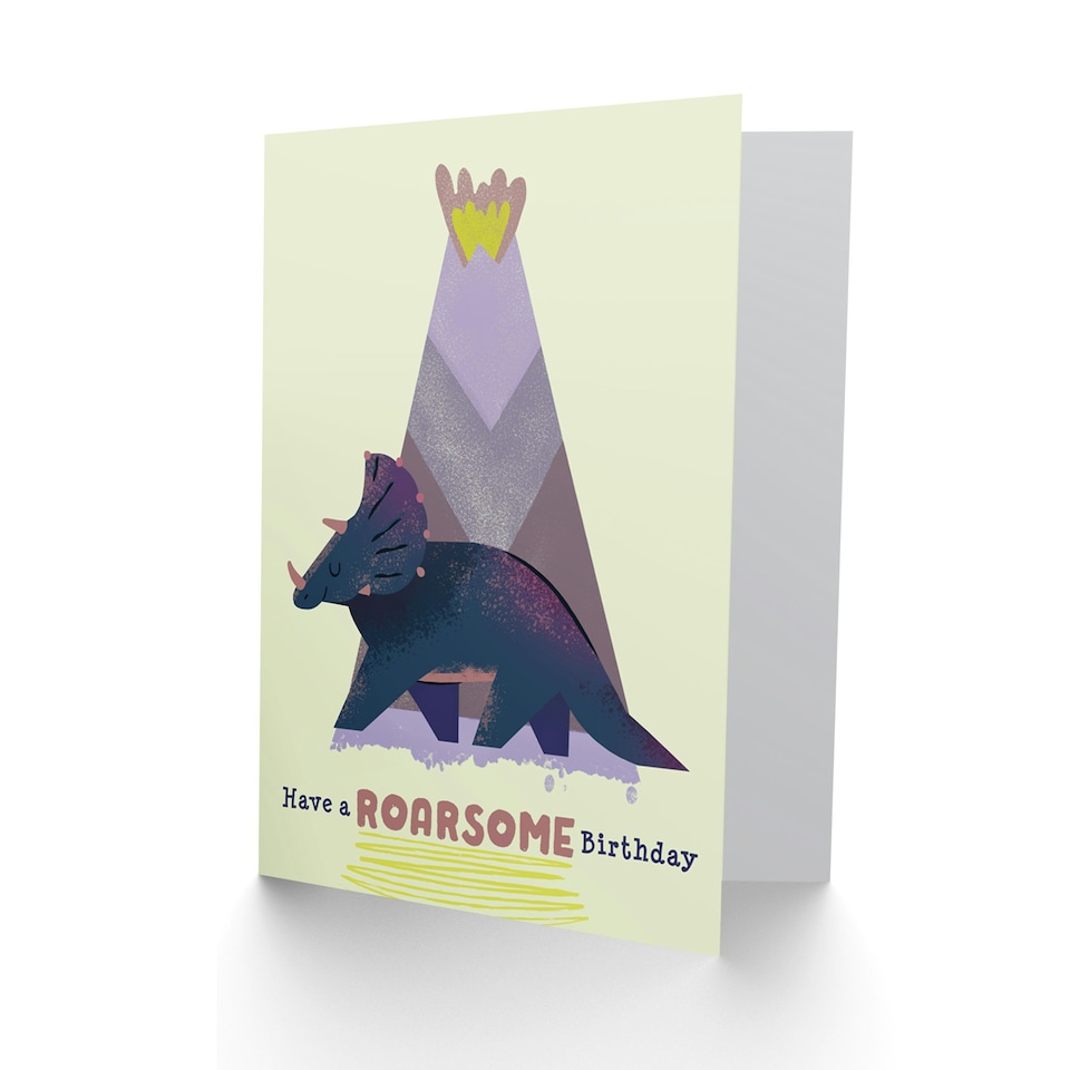 image 1 of Dinosaur Triceratops Kids Child Birthday Card