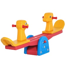 HOMCOM Kids Seesaw Safe Teeter Totter 2 Seats with Easy-Grip Handles Multicolor