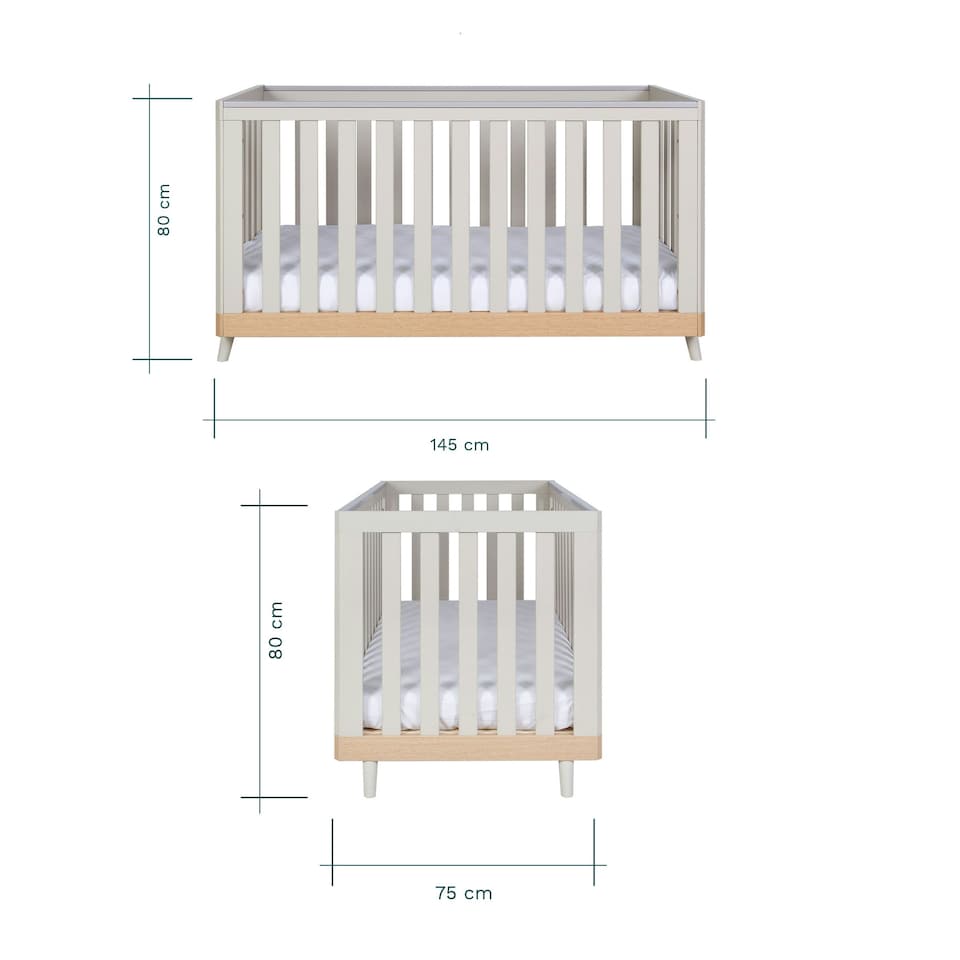 image 1 of Tutti Bambini Hygge Cot Bed - Light Oak/White Sand